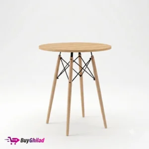 Table ronde scandinave blanche en MDF avec pieds en bois massif - طاولة طعام دائرية نورديك
